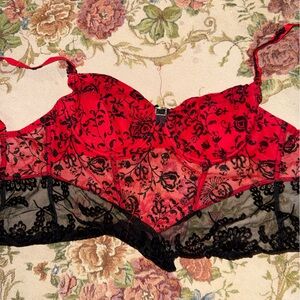 Elegant Red and Black Lace corset top